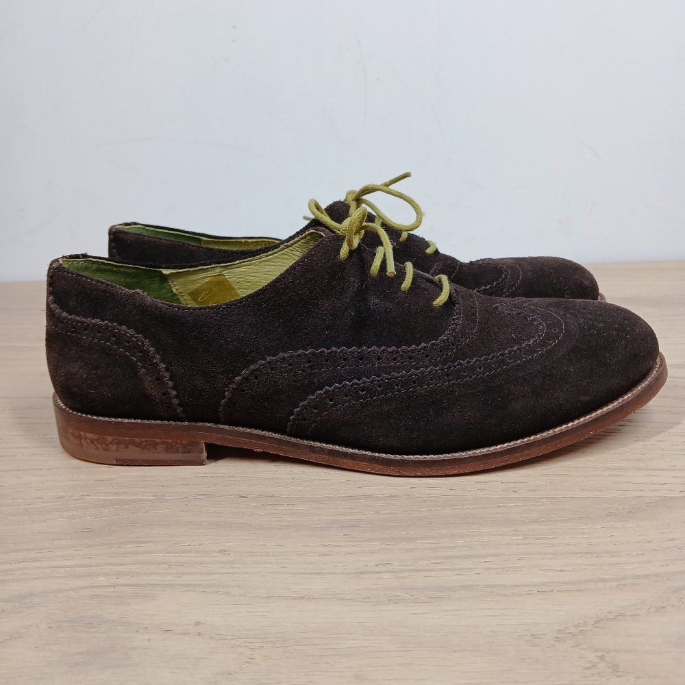 Boden Oxford Brogue Men's 8.5 Lace Up Shoes Brown Leather Suede Lace Up - Picture 6 of 14